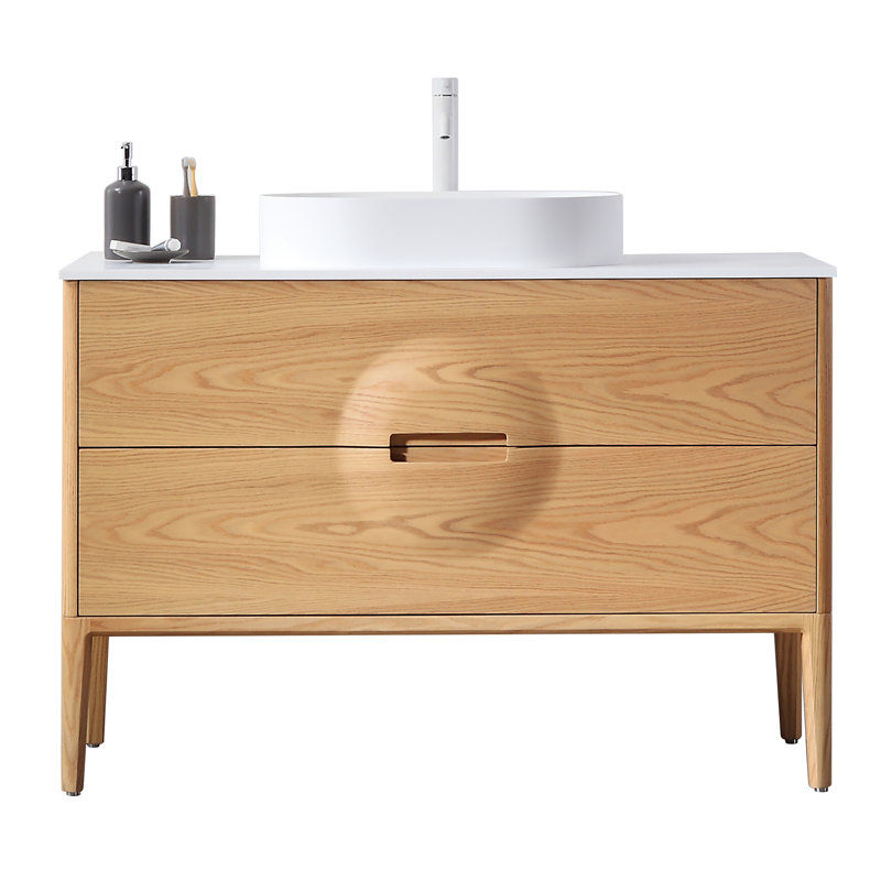 Meuble-lavabo de 48 po avec plateau en contreplaqué de chêne naturel Colmar, Chêne blanchi