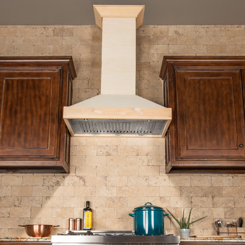 30" Wood 400 CFM Ducted Wall Mount Range Hood, 30" W, Unfinished Wood