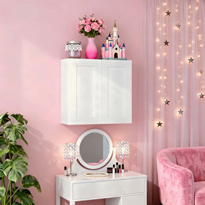 Armoire murale Shaker en bois massif avec portes à fermeture amortie et étagères réglables - Rangement à double porte de 76 cm (30 po) pour cuisine, salle de bain, buanderie ou garage