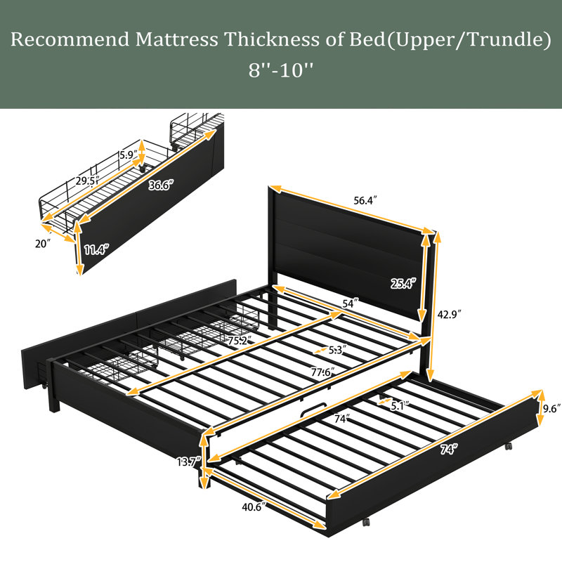 Izzak Metal Platform Storage Bed