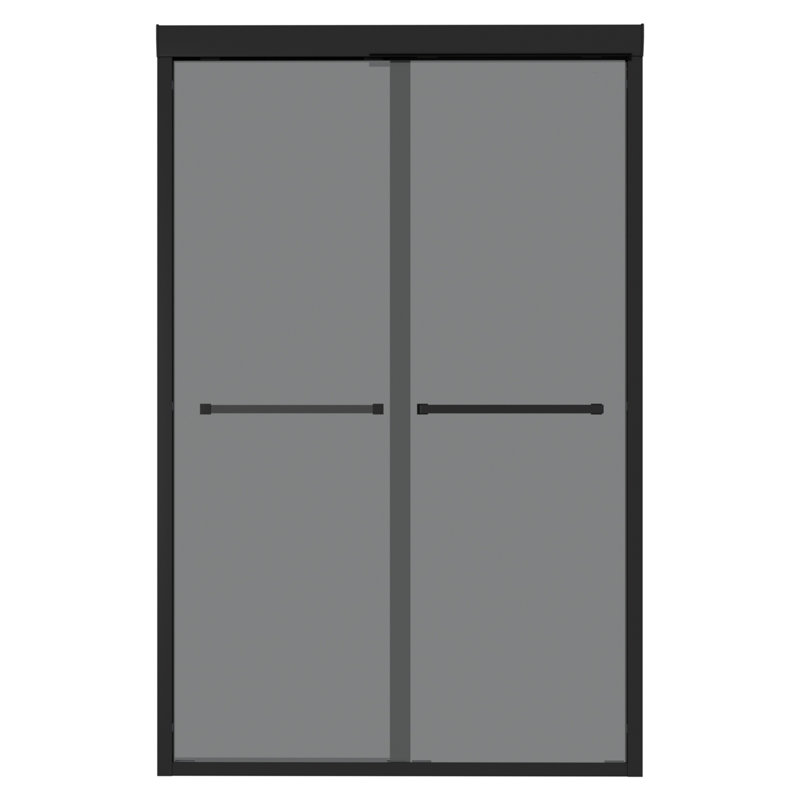 Porte de douche coulissante double en verre trempé de 8 mm avec cadre en acier inoxydable 304, l 48 po x H 76 po, noir mat