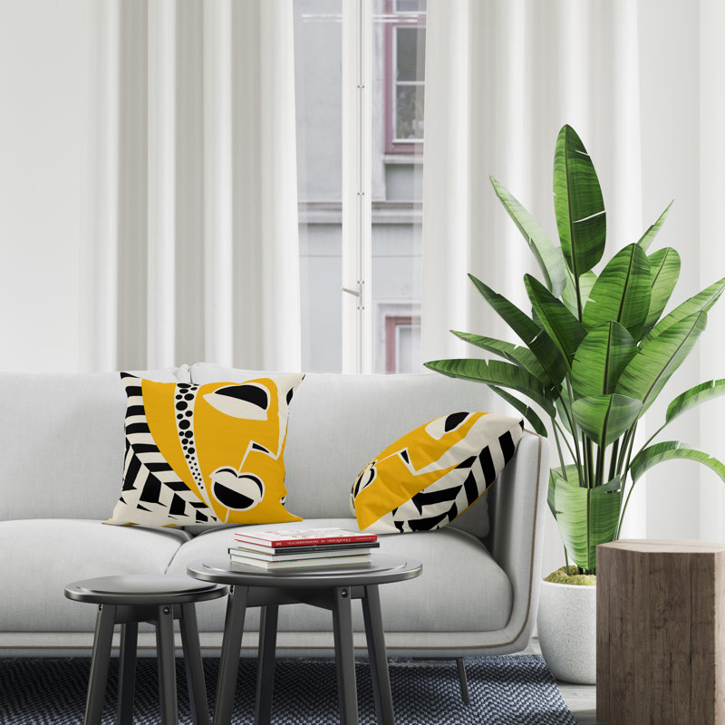 Jeté carré intérieur / extérieur en polyester Ikom, L 17 po x H 17 po, Jaune