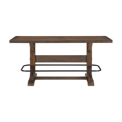 Table de comptoir brune avec repose-pieds en métal 1Pc