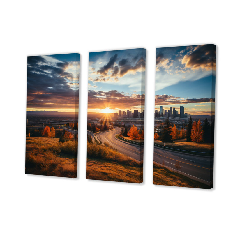 Denver la majesté des montagnes Rocheuses II sur toile, 3 pièces, H 28 po x l 36 po x P 1 po