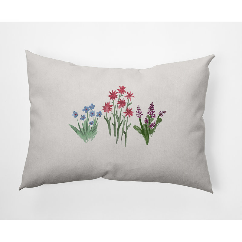 Coussin extérieur Flower Trio, Bleu clair