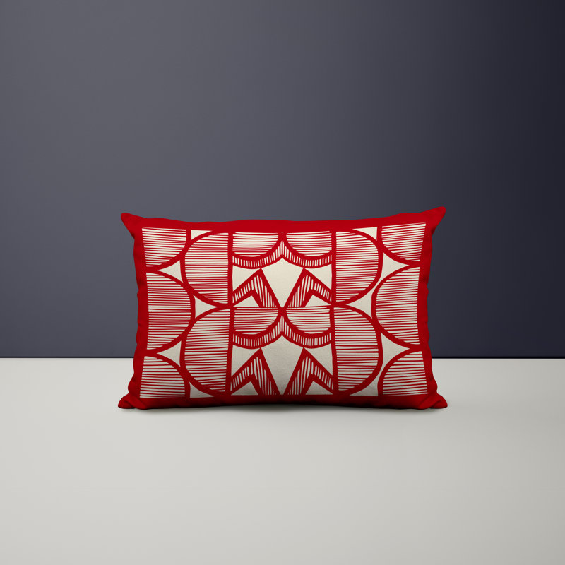 Polyester / Mélange de polyester Housse de coussin rectangulaire intérieure / extérieure lombaire et insert, Rouge