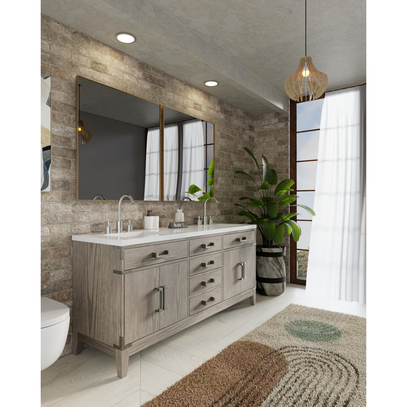 Meuble-lavabo double l 72 po x P 22 po Laurel, Chêne gris
