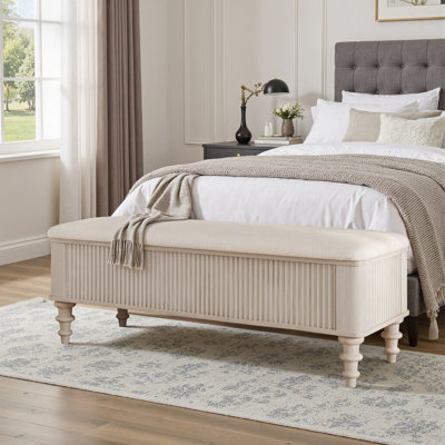 Banc-pouf de rangement multifonctionnel de 129 cm (50,8 po), beige