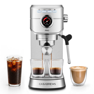 CASABREWS 5418 PRO Espresso Machine With Flashheat Technology, Brew Ready In 5 Seconds, 20 Bar Pump, PID Temperature Control, Steam Wand, Pressure Gauge, Stainless Steel