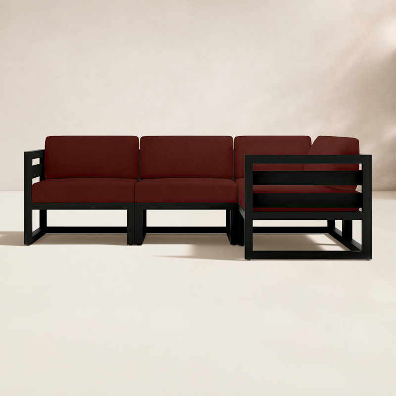 Avion 4 Piece Sectional Set, Canvas Charcoal Sunbrella® Canvas, Black