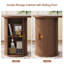Bureau d'ordinateur 59 pouces de forme ovale avec porte coulissante en tambour, bureau de direction avec tiroir et armoire de rangement cachée-498732501