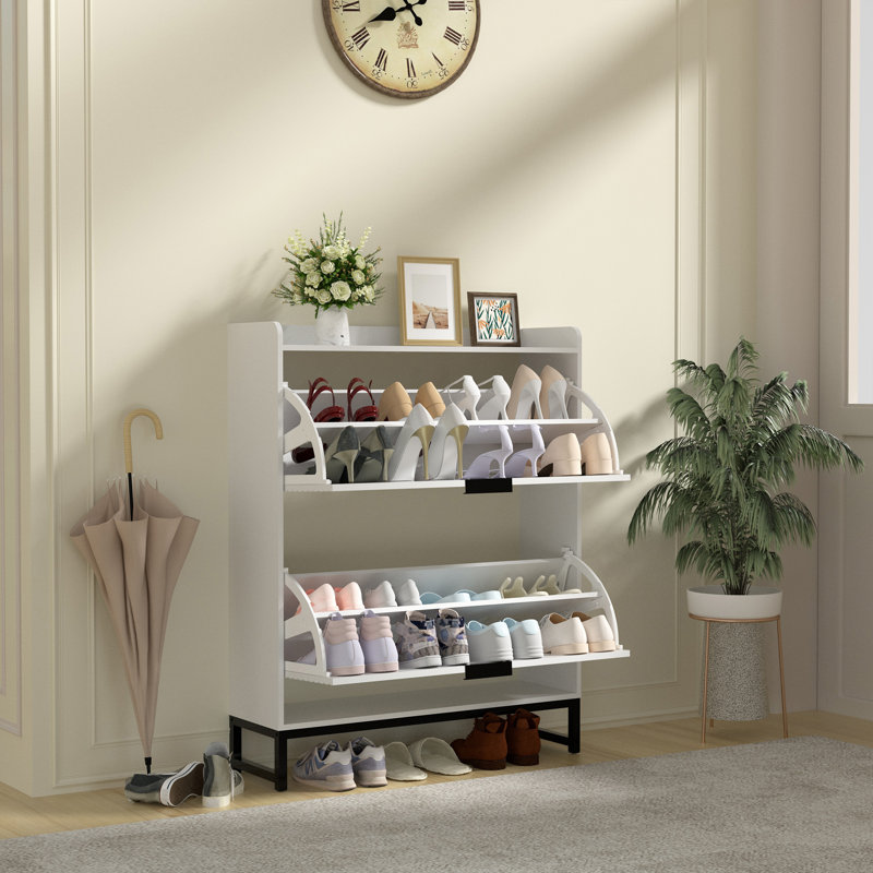 Armoire de rangement pour chaussures 16 paires, Blanc