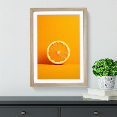 Sliced Orange Minimalism - Single Picture Frame Print on Wood