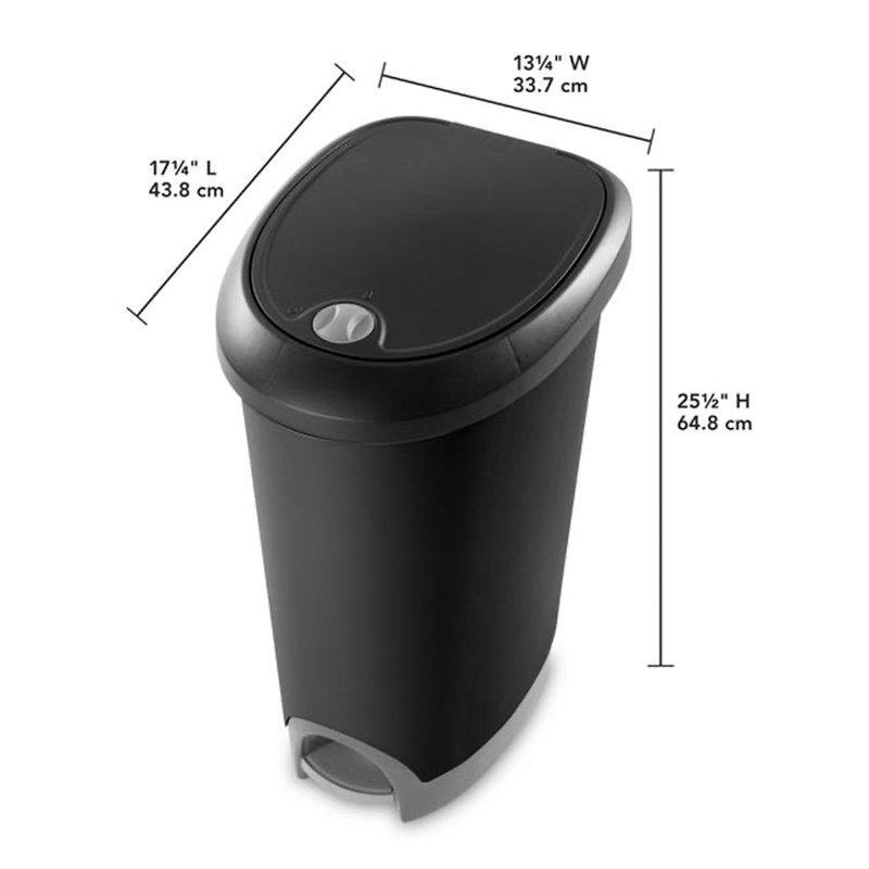 Sterilite Gallon Locking StepOn Wastebasket, Black
