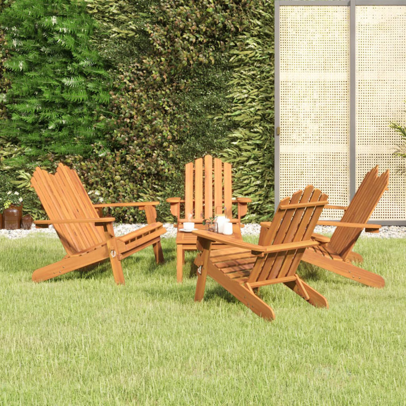 Acacia Foldable Outdoor Adirondack Set, Brown