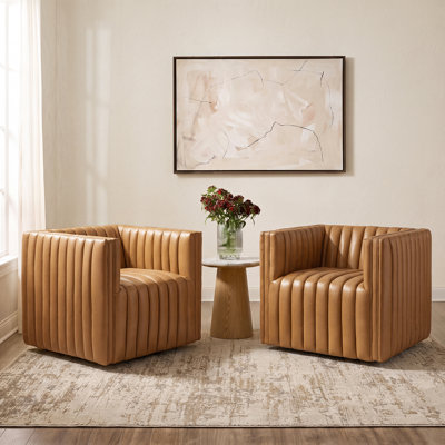 Chaise pivotante en cuir véritable Elisa