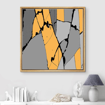 Orange And Gray Stained Glass Effect Tiles Framed On Canvas Print -  wall26, FCV-L22-2109-A0811-M06-B.WD-16x16