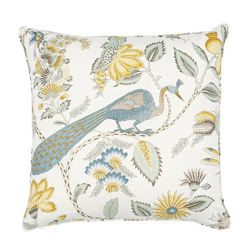 Campagne Pillow, 22" x 22", Cadet/Citron