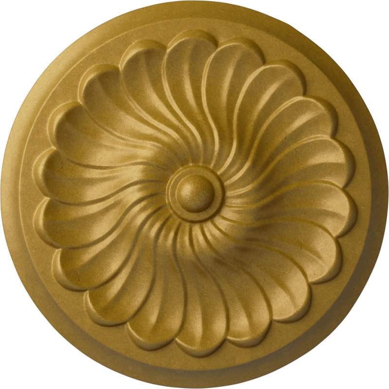 Médaillon de plafond en spirale Endurathane Flower, DO 12 1/4 po x P 2 1/4 po (convient aux auvents jusqu'à 2 po), finition dorée pharaons peinte à la main