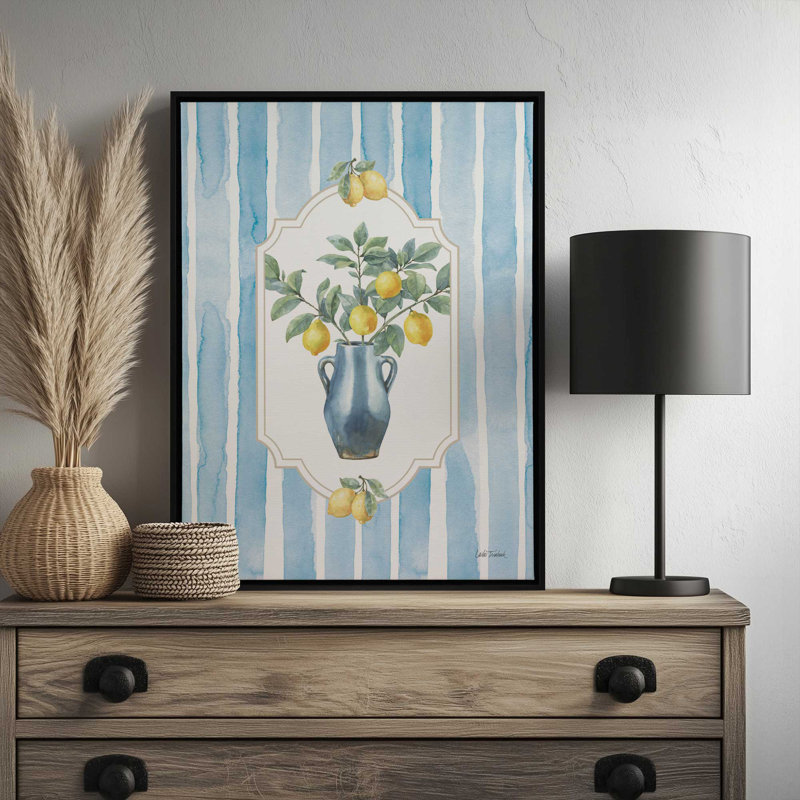 «Le Citron I» par Leslie Trimbach, reproduction d'art, 18 W x 24 H, Gold, Framed Canvas