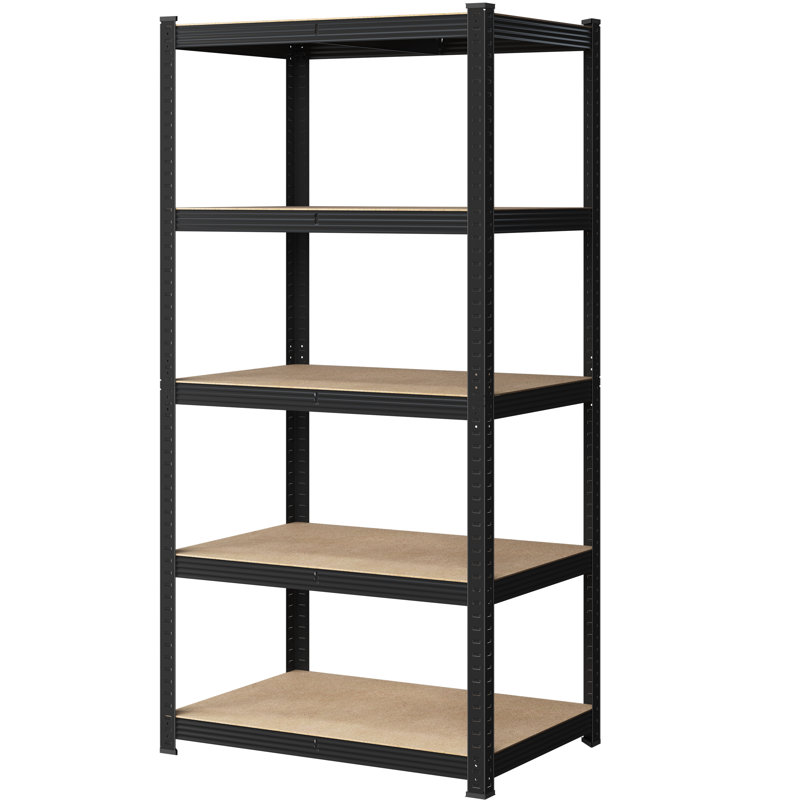 180cm 4 Shelf Shelving Unit, 180cm H x 90cm W x 60cm D, Black/Brown