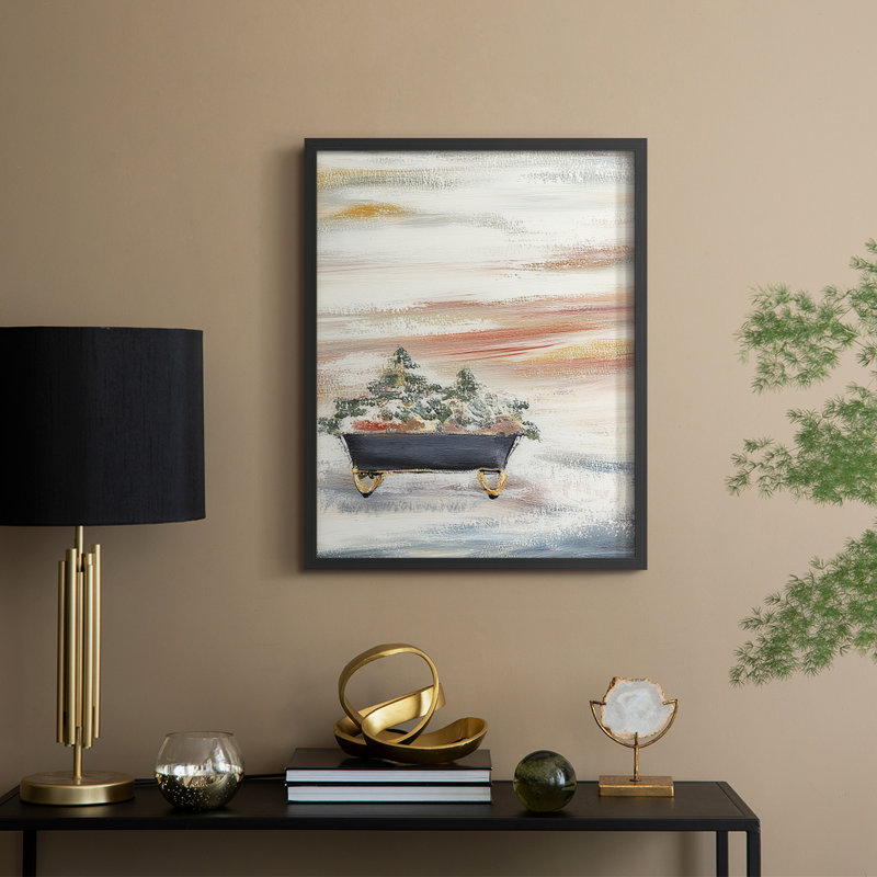 «Christmas Holiday Art CCXLII», reproduction d'art encadrée - bois massif, Noir, noir, noir, noir, H 15 po x l 12 po