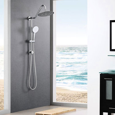 Metal Shower Head Kit With 10" Rain And Handheld - Wall Mounted, 3 Spray Settings, Adjustable Slide Bar, Corrosion Lime Scale Proof & System Metal, Finish, Patterns, Height, To Wear