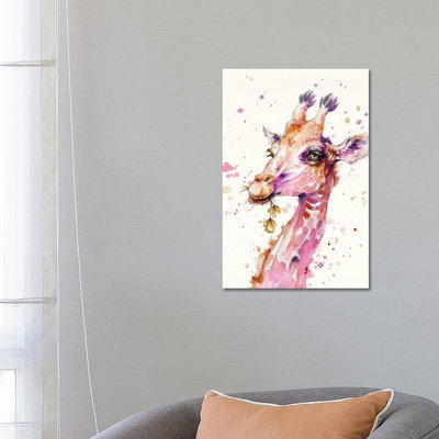 A Lovely & Lofty View (Giraffe) by Sillier Than Sally - Wrapped Canvas Painting
