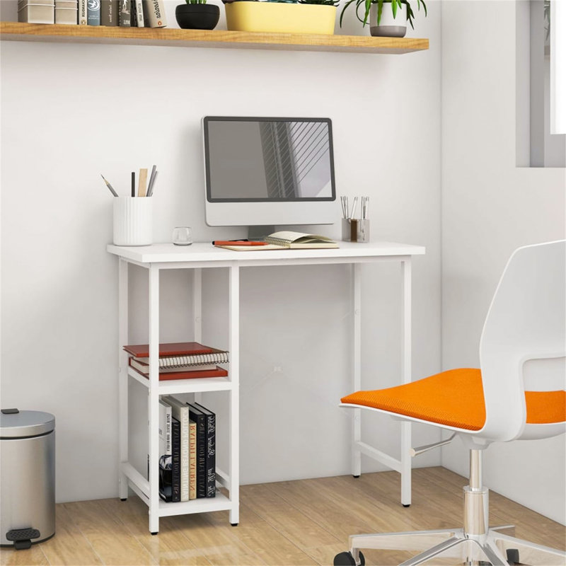 80cm Rectangle Writing Desk, White, White