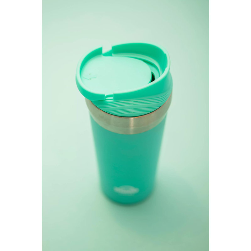 Symple Stuff Double Wall Insulated Stainless Steel Travel Mug, Turquoise