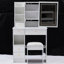 Petit meuble-lavabo 29,2 po avec tiroir de gauche, tabouret rembourré, miroir à commande tactile avec changement de couleur tricolore et réglage de la luminosité, pour chambre à coucher, miroir d'habillage de chambre à coucher, hauteur 50,4 po, réglable