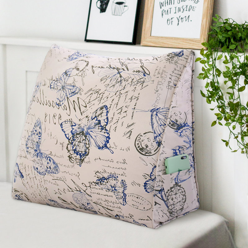 Triangular Backrest Cushion, Blue Butterfly