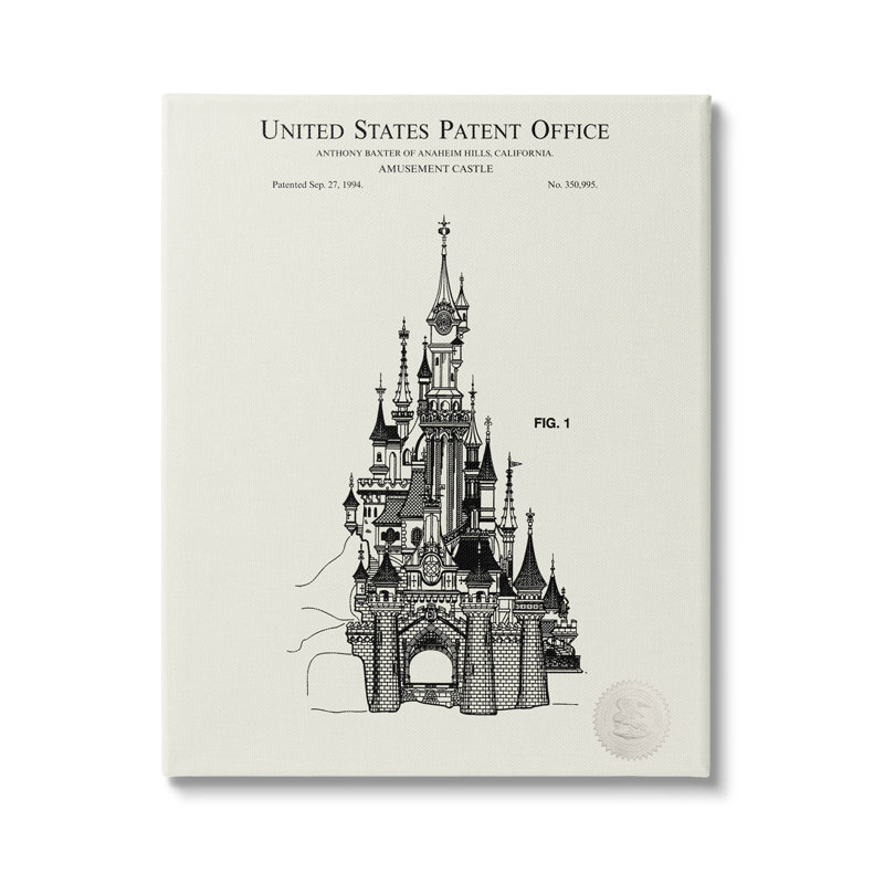 "Intricate Castle Blueprint Diagram", art mural par Karl Hronek, H 20 po x l 16 po x P 1,5 po