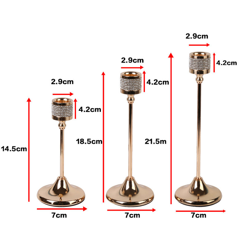 3 Piece Metal Tabletop Candlestick Set