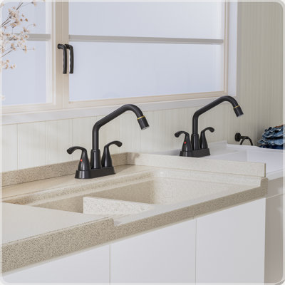 Laundry Sink Faucet, Slop Sink Tub Faucet with Pull Out Sprayer,3 Hole Dual Handle Pull Out 4 Inch CenterSet Laundry & Utility Room Faucets