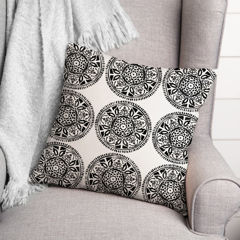 Housse et insert de coussin extérieur d'extérieur, Noir / blanc