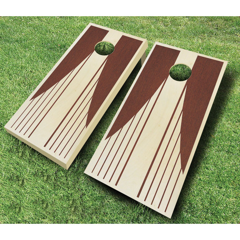 2' x 4' Solid Wood Cornhole Set with Bags, Rosewood, Red/Black