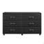Commode noire 1Pc 6X tiroirs en similicuir revêtu de contreplaqué