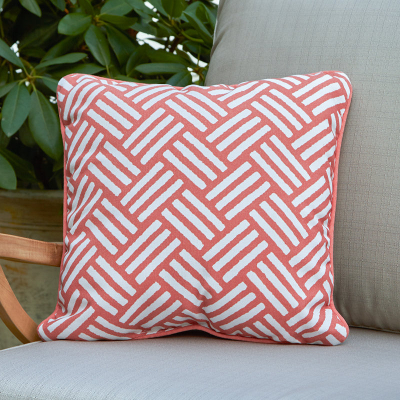 Abilene Outdoor Pillow, 16" x 16", Burnt Orange/White