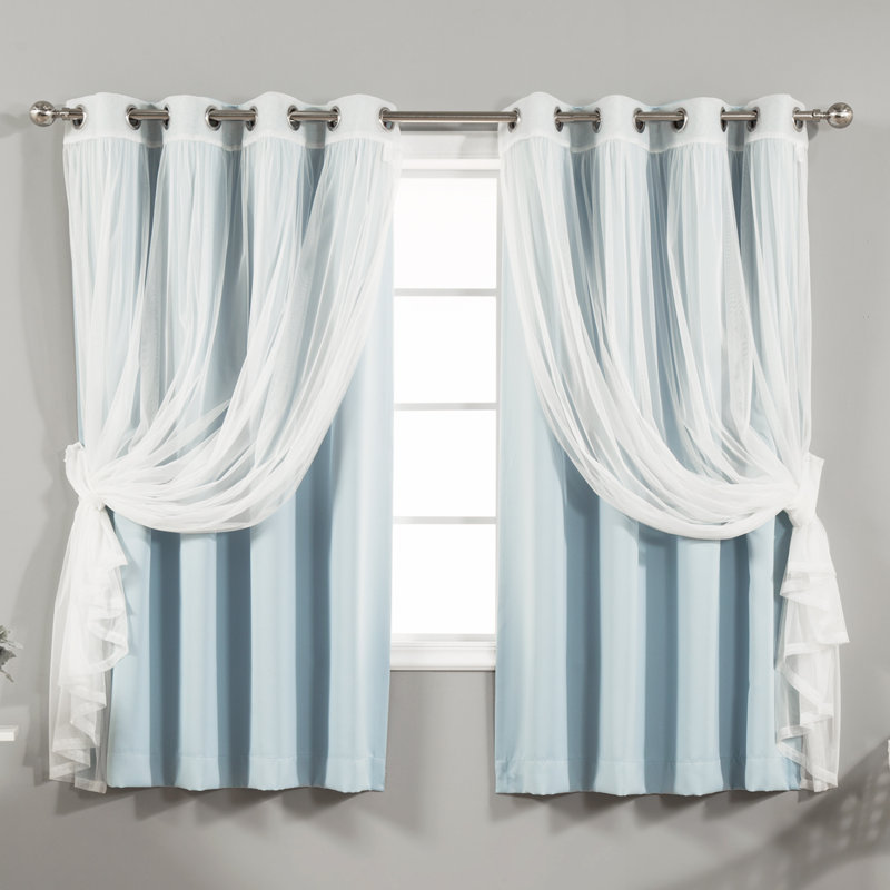 Panneau coulissant en polyester Natascha, L 52 po x L 63 po, Bleu ciel
