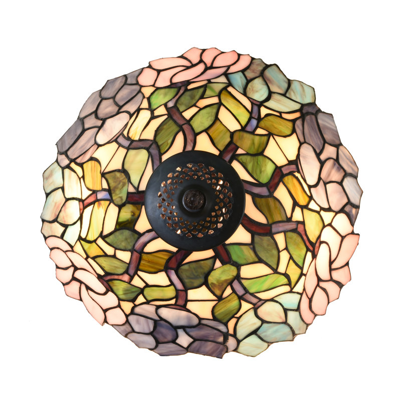 Multicolor Stained Glass and Bronze Tiffany Style Table Lamp