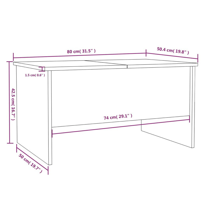 Husai Coffee Table 80x50x42,5 cm Engineered Wood, Concrete Grey