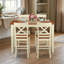 Ensemble table haute rectangulaire 5 pièces en bois d'hévéa couleur cerisier-babeurre, style transitionnel, avec assise en bois.-1234817963