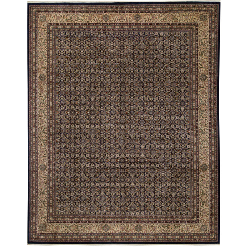 Manchuria Wool Southwestern Area Rug in Black/Gray, Rectangle 8'9" x 11'9"