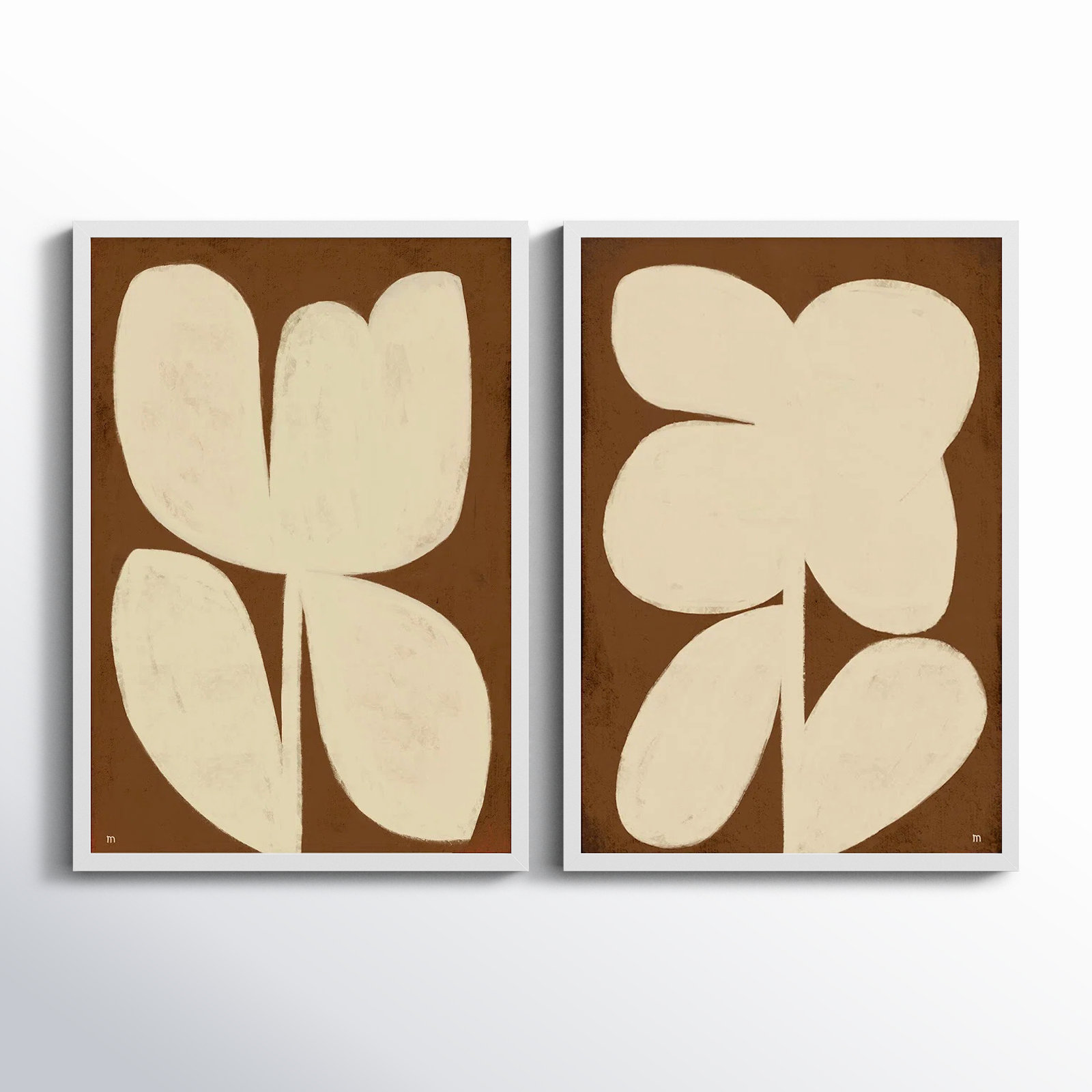 Flower 2-Piece Painting Set, 20" H x 14" W x 1.25" D, White Framed