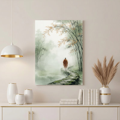 Art mural sur toile Gallery Wrap pour le salon, la chambre à coucher, le bureau ou le vestibule - Décoration murale décorative avec bambou brumeux