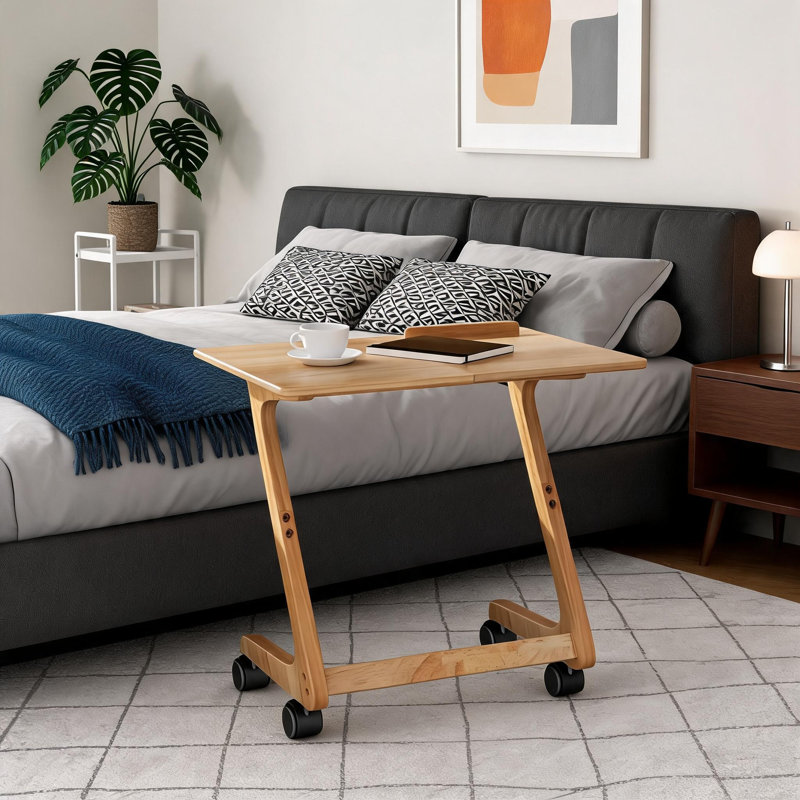 Table d'appoint amovible à roulettes en bois massif, idéale pour le salon et la chambre à coucher, pour la salle à manger, le bureau, la lecture et les collations