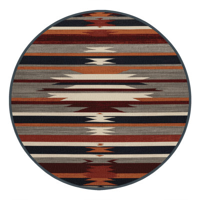 Washable Mesa Red Light Gray Striped Area Rug