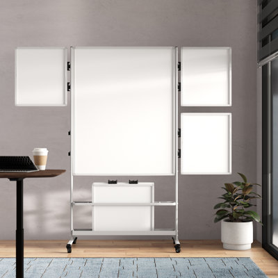 Tableau blanc magnétique sur pied effaçable à sec 82,2 po x 76,4 po