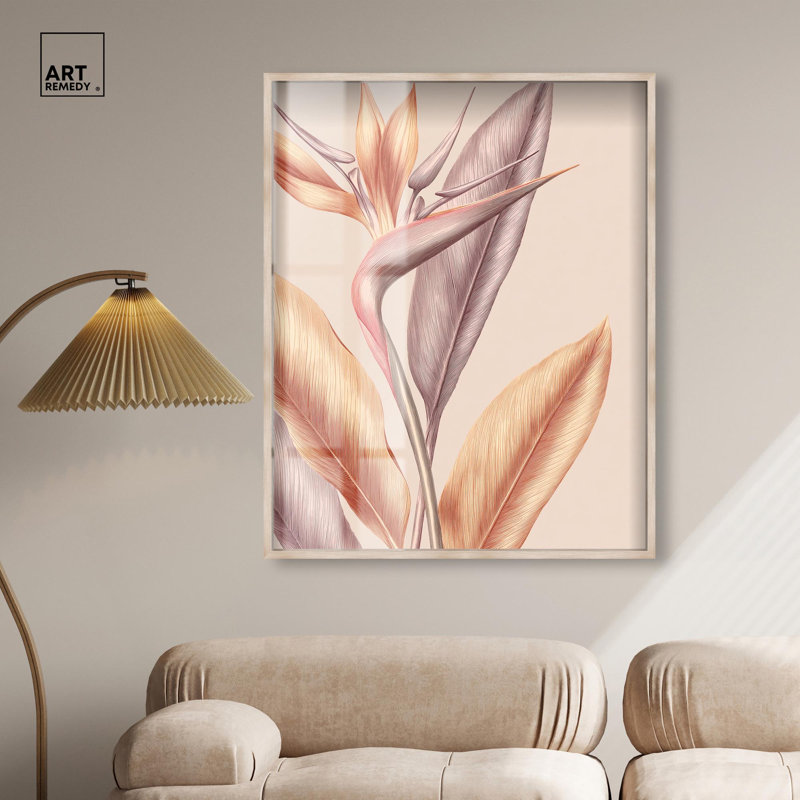 Décoration murale de salle de bain Etched Bloom II par Art Remedy, cadre blond, 36 x 45, H 46 po x l 37 po, Cadre blond